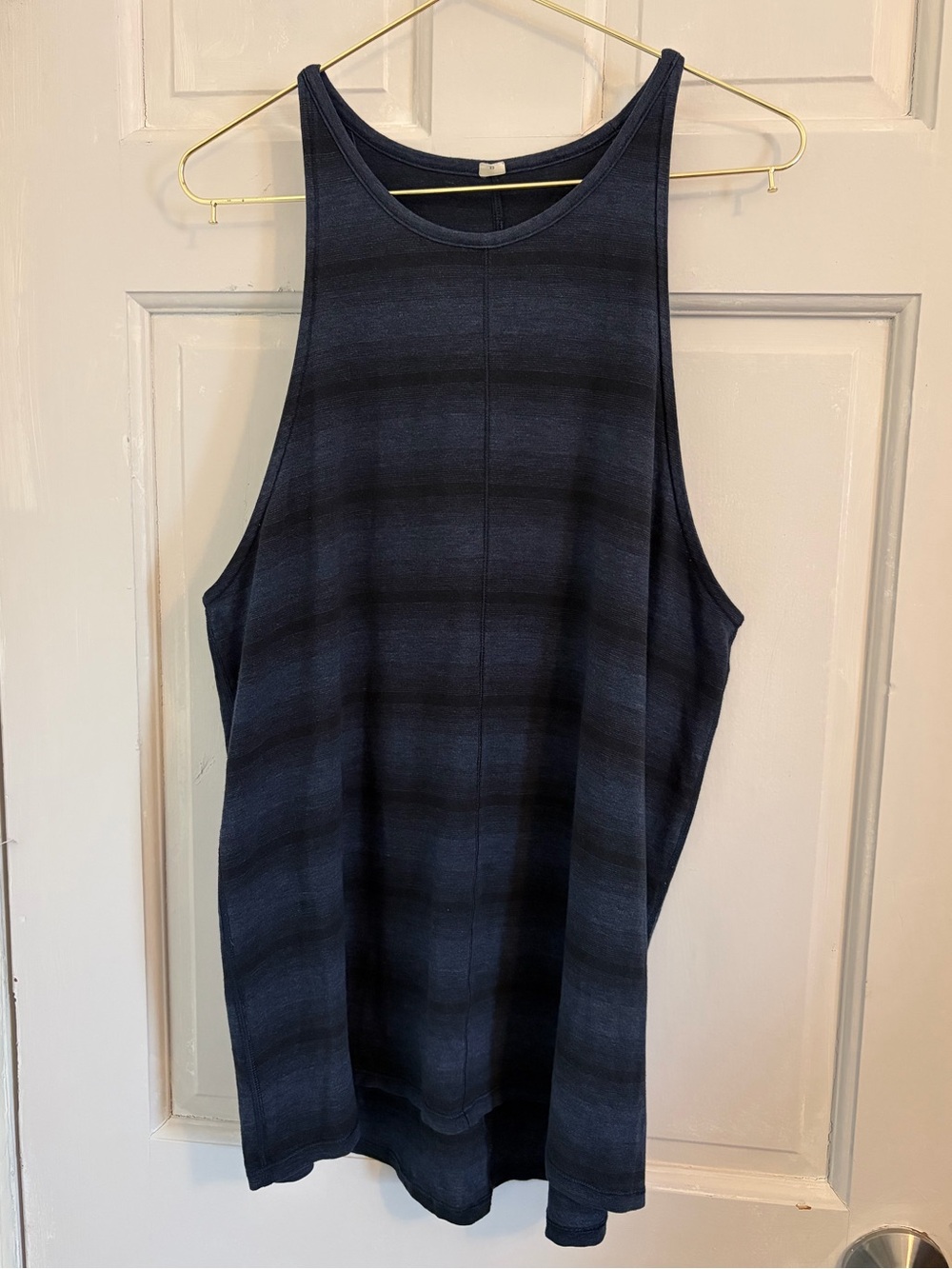 Lululemon Find Your Zen Tank Navy/Black Stripes sz 8 Pima cotton blend gym yoga
